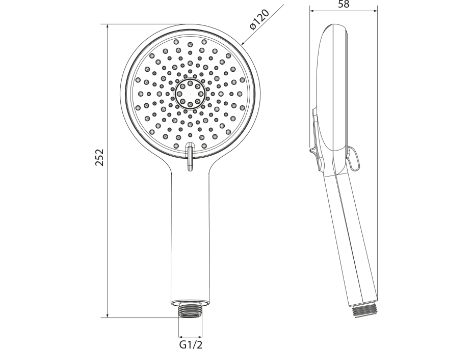 Sapho Ruční masážní sprcha, 4 režimy sprchování, průměr 120mm, ABS/chrom 1204-51