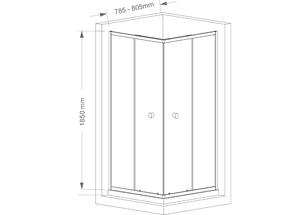 Aqualine AGGA čtvercová sprchová zástěna 800x800mm, čiré sklo HLF808Y