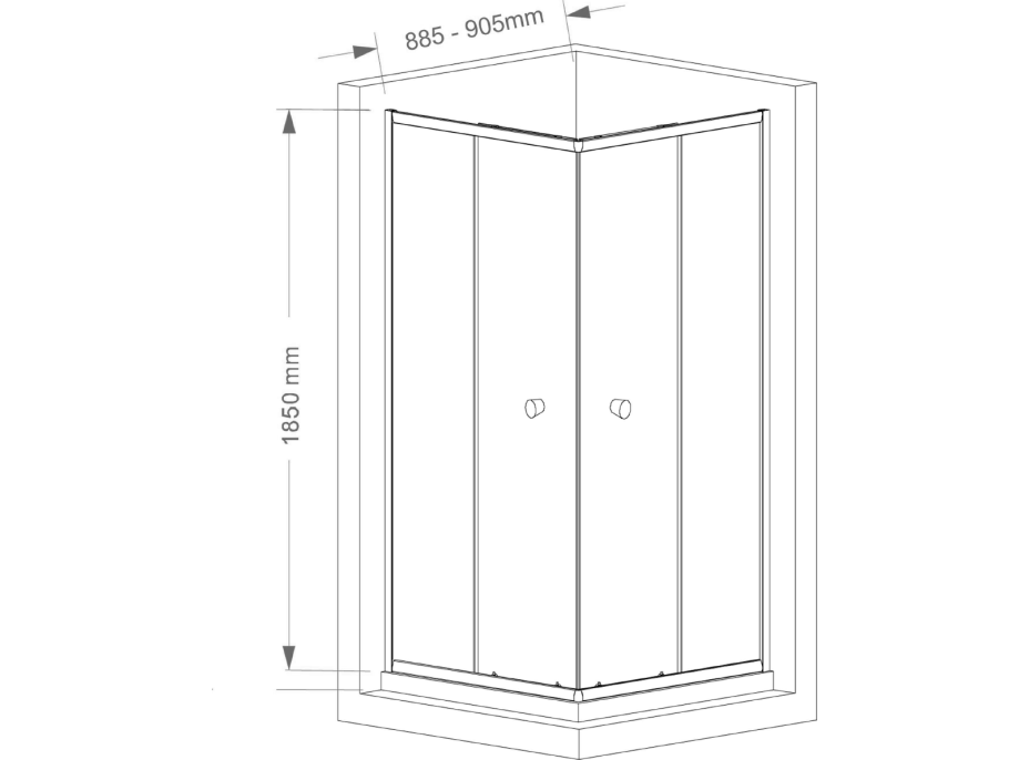 Aqualine AGGA čtvercová sprchová zástěna 900x900mm, čiré sklo HLF909Y