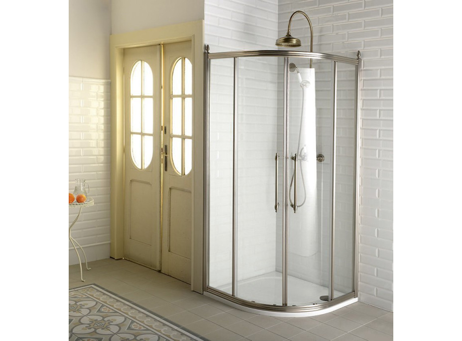 Gelco ANTIQUE čtvrtkruh. zástěna 900x900, posuvné dveře dvoukřídlé, ČIRÉ sklo, bronz GQ5290C