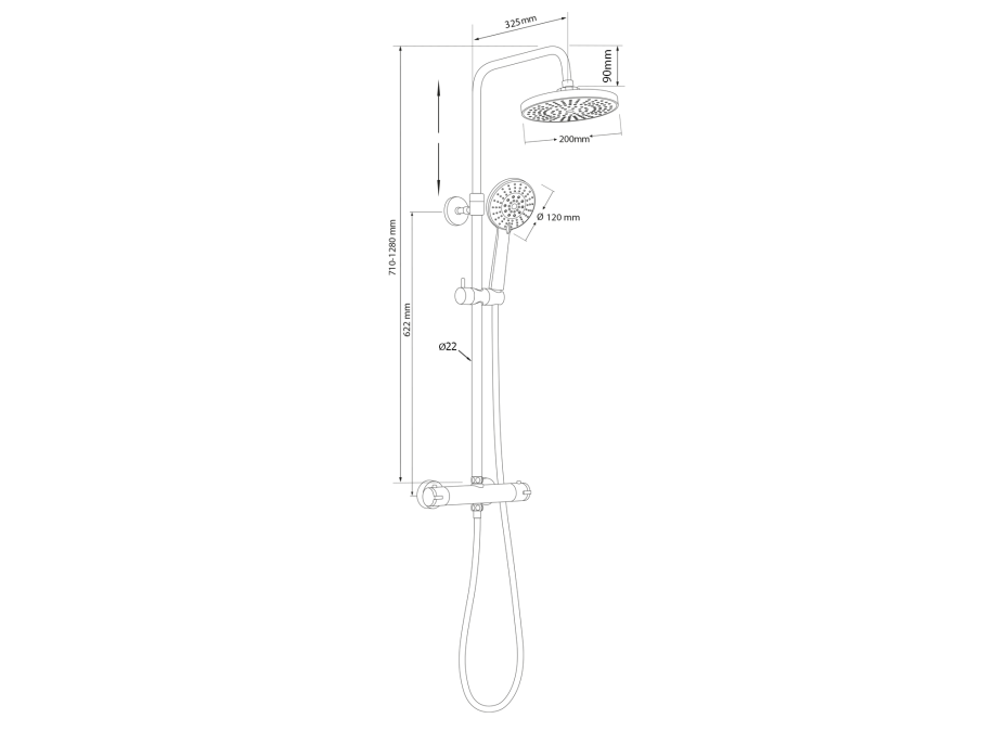 Aqualine LIGA sprchový sloup s termostatickou baterií, chrom SL533