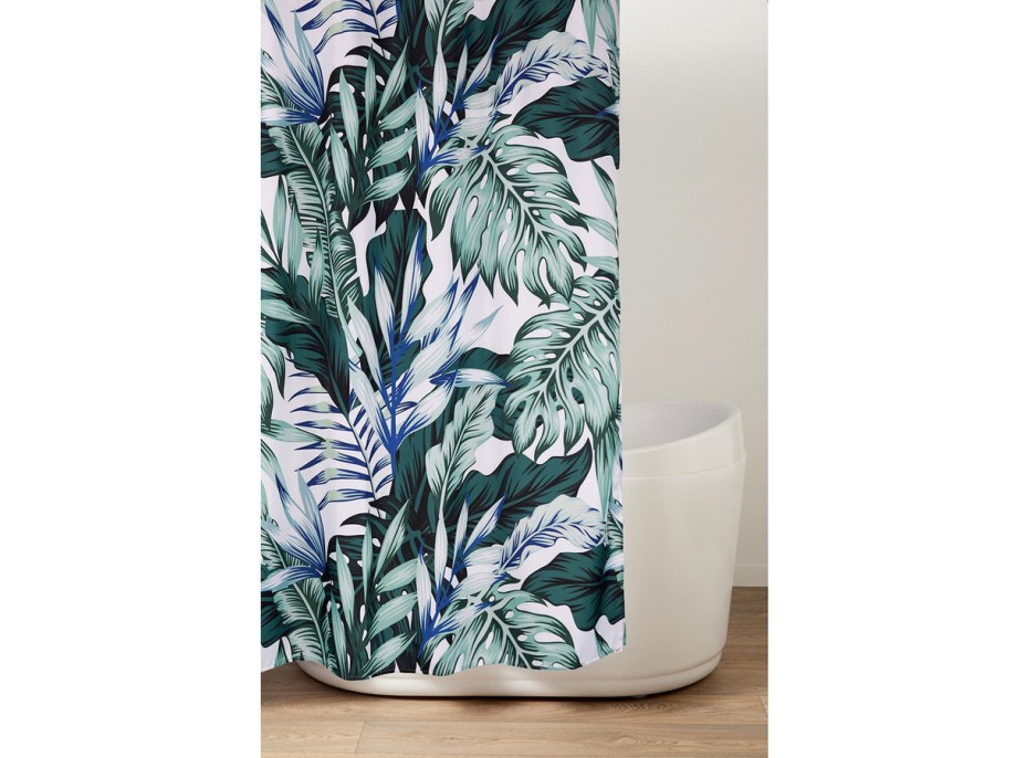Aqualine Sprchový závěs 180x200cm, polyester, zelené listy ZV028