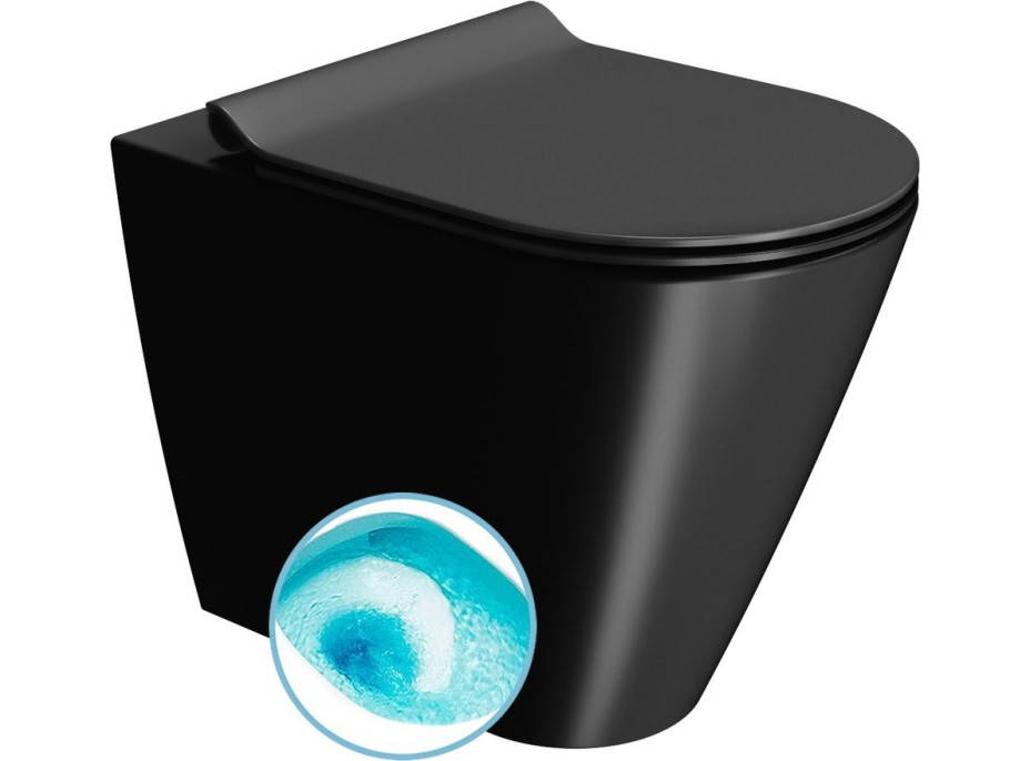 GSI KUBE X WC mísa stojící, Swirlflush, 36x55cm, spodní/zadní odpad, černá dual-mat 941026