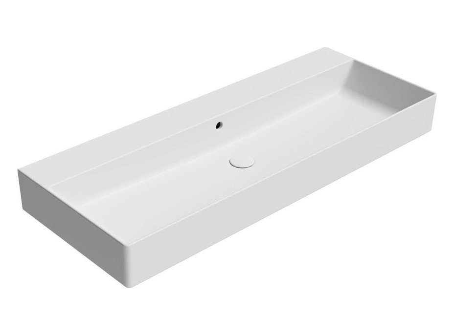 GSI KUBE X keramické umyvadlo 120x47cm, broušená spodní hrana, bez otvoru, bílá mat 94249009