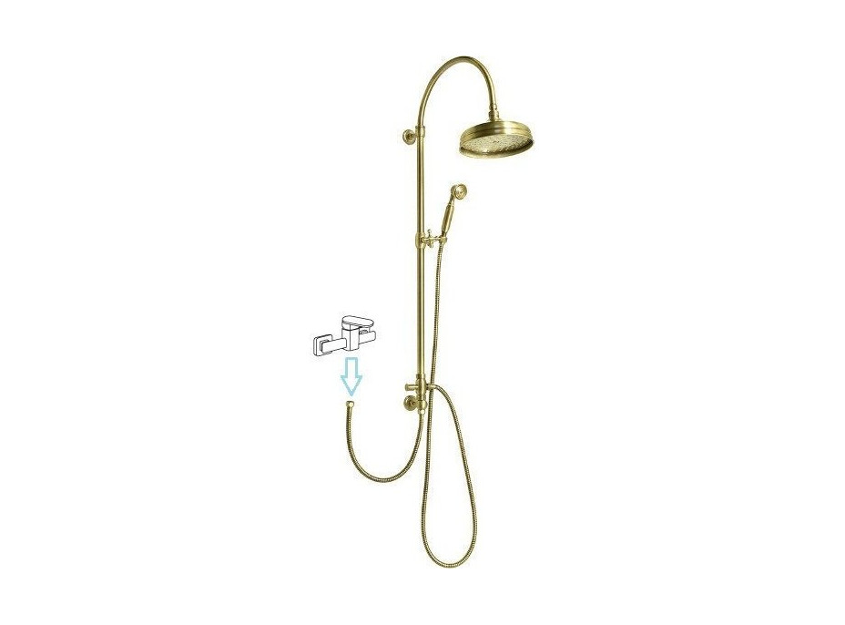 Sapho VANITY sprchový sloup k napojení na baterii, hlavová, ruční sprcha, bronz SET066