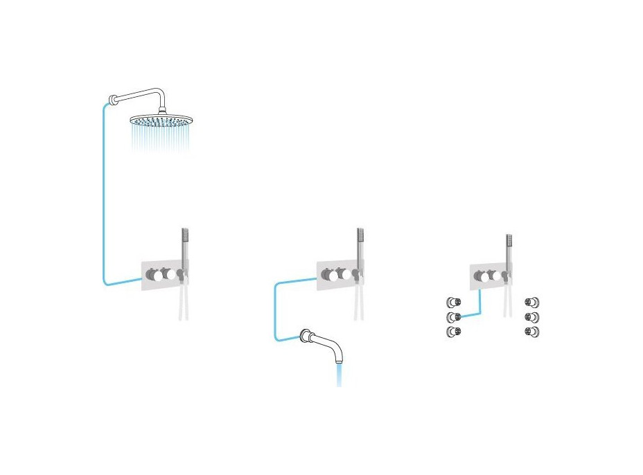Sapho DIMY podomítková sprchová termostatická baterie s ruční sprchou, 2 výstupy, černá DM493BL