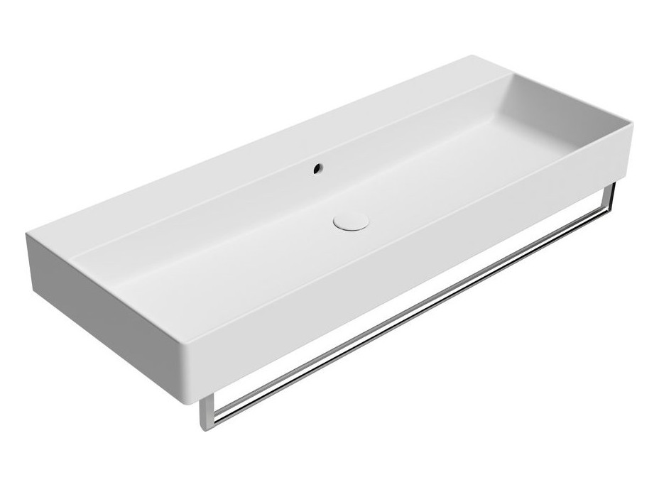 GSI KUBE X keramické umyvadlo 120x47cm, broušená spodní hrana, bez otvoru, bílá mat 94249009