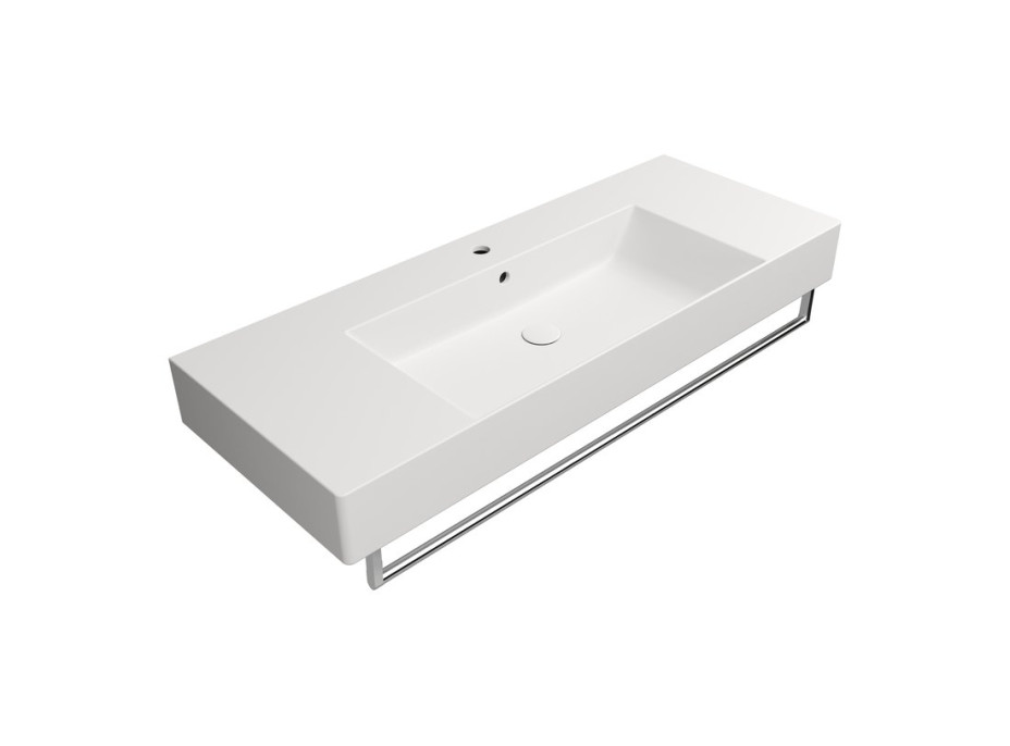 GSI KUBE X keramické umyvadlo 120x47cm, s odkládacími plochami, broušená spodní hrana, bílá mat 94529109