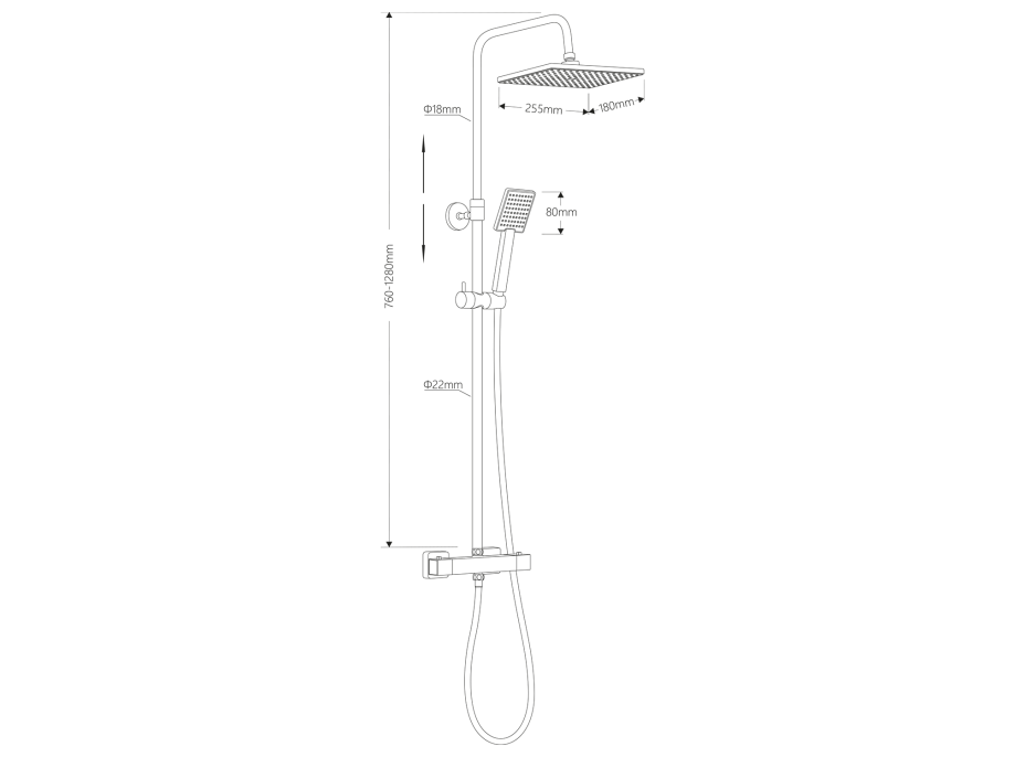 Aqualine TALIA sprchový sloup s termostatickou baterií, chrom SL440