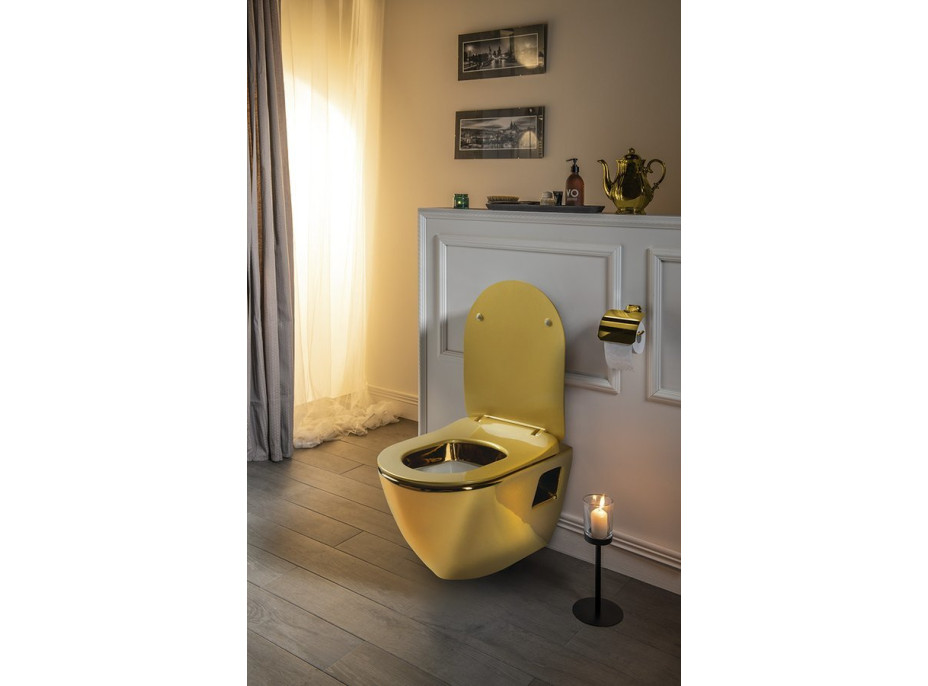CREAVIT PAULA závěsná WC mísa, 35, 5x50cm, zlatá TP325-AK00