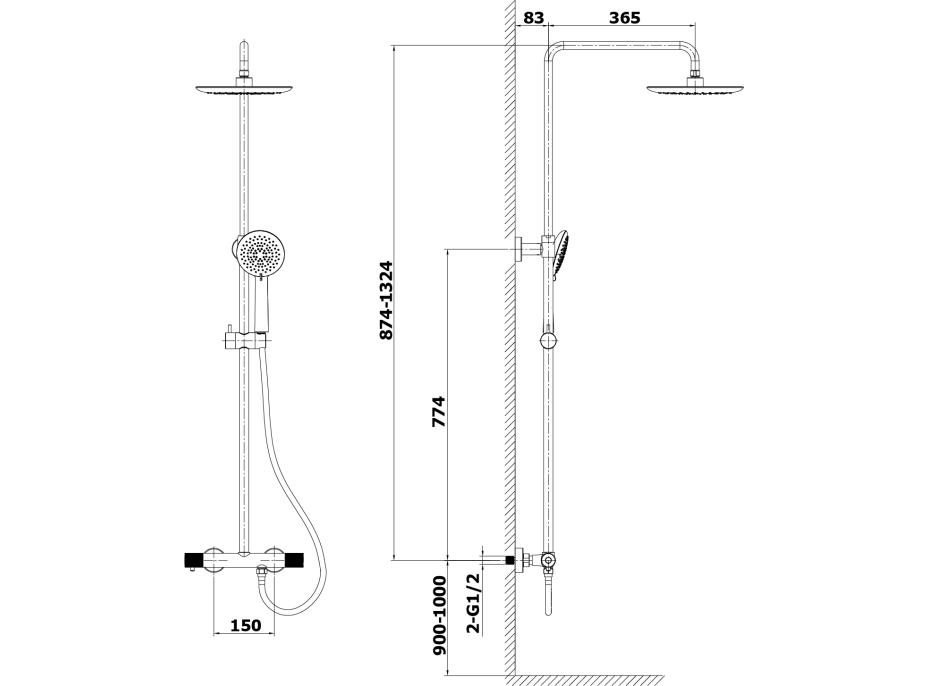 Sapho SOLARIS sprchový sloup s termostatickou baterií, chrom WD139