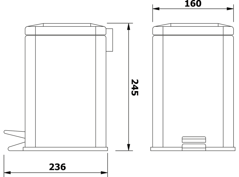Aqualine SIMPLE LINE odpadkový koš hranatý 3l, nerez lesk GAQ003