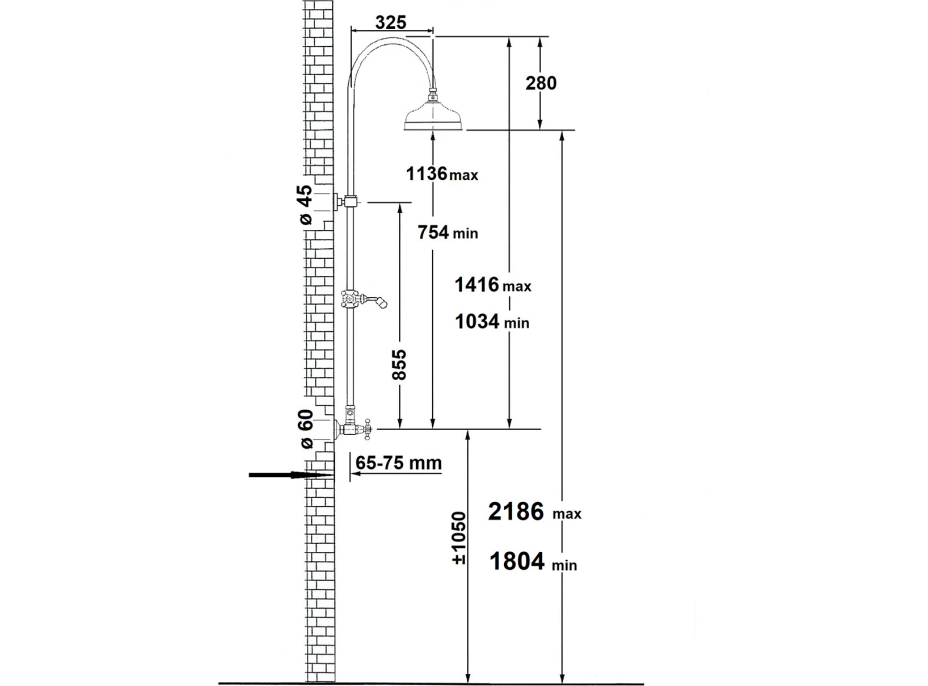 Sapho ANTEA sprchový sloup s termostatickou baterií, bronz SET046