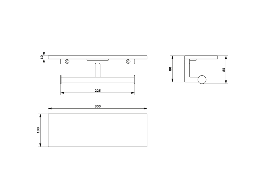 Sapho SKA dvojitý držák toaletního papíru s poličkou 30x8x10cm, černá mat/dub SKA425