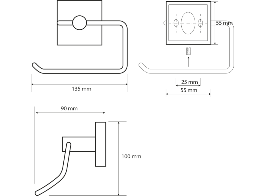 Sapho X-SQUARE držák toaletního papíru bez krytu, chrom XQ701