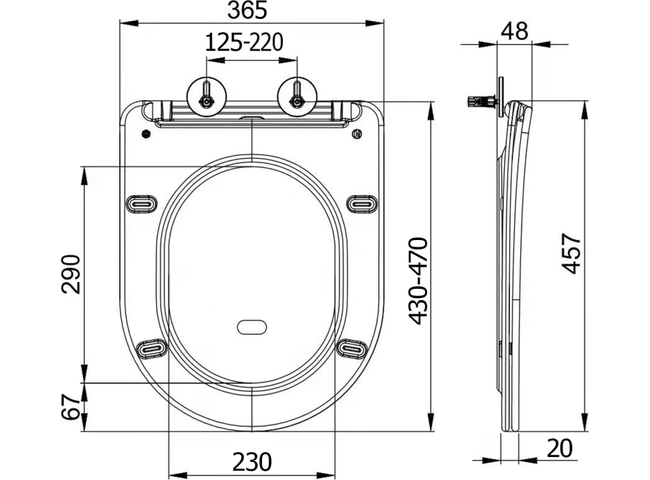 Sapho PACO WC sedátko, SLIM, Soft Close, černá mat PCS1012B