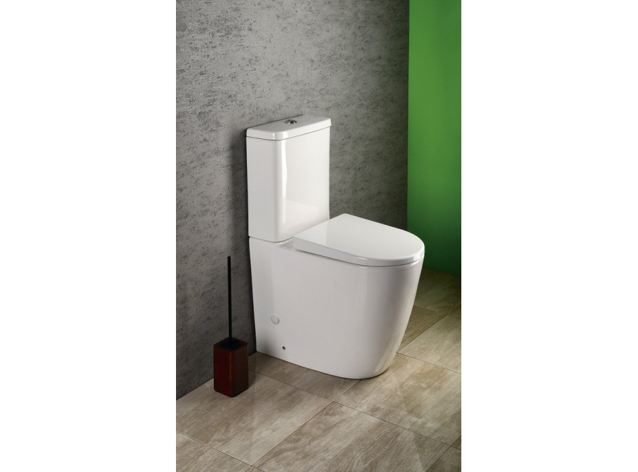 Sapho TURKU RIMLESS WC kombi zvýšený sedák, spodní/zadní odpad, bílá PC104WR