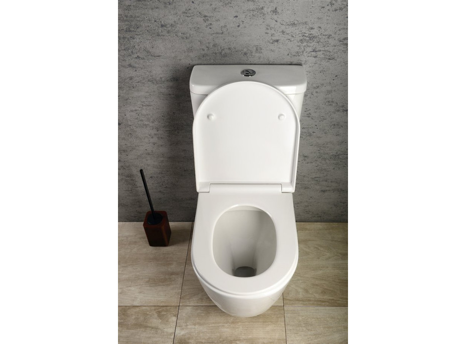 Sapho TURKU RIMLESS WC kombi zvýšený sedák, spodní/zadní odpad, bílá PC104WR