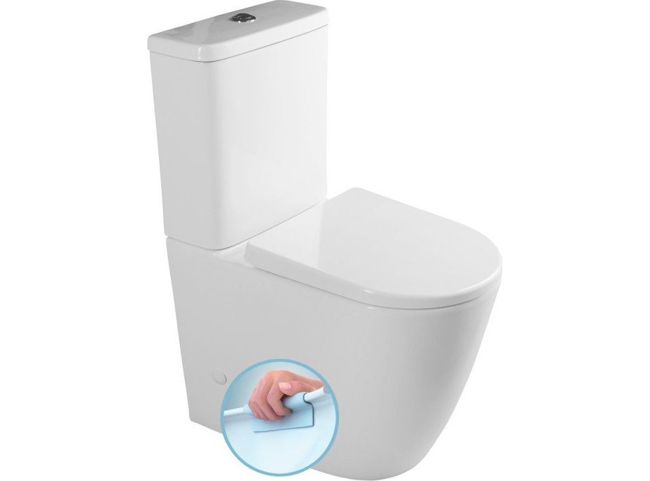 Sapho TURKU RIMLESS WC kombi zvýšený sedák, spodní/zadní odpad, bílá PC104WR