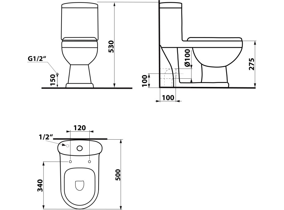 Aqualine PETIT WC kombi dětské, zadní/spodní odpad, bílá PT520