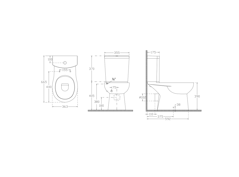 Sapho KAIRO WC kombi, zadní odpad, bílá PC105