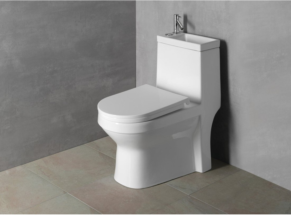 Aqualine HYGIE WC kombi s umývátkem, zadní/spodní odpad, bílá PB104W