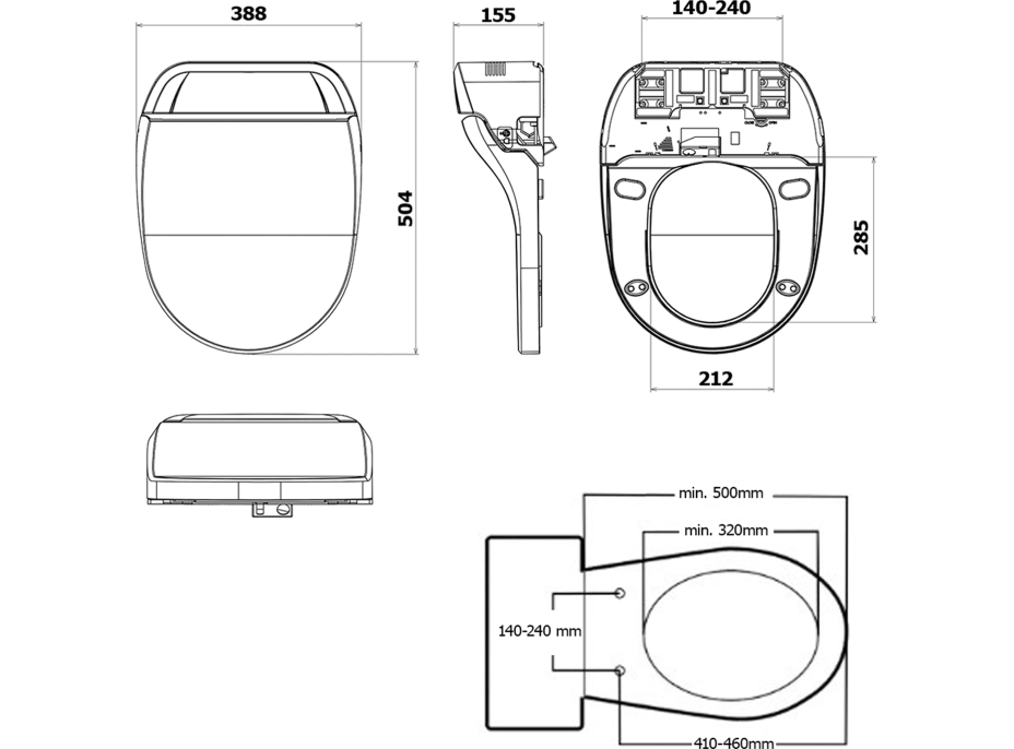 Sapho USPA LUX elektronický bidet s dálkovým ovládáním UB-6635RU