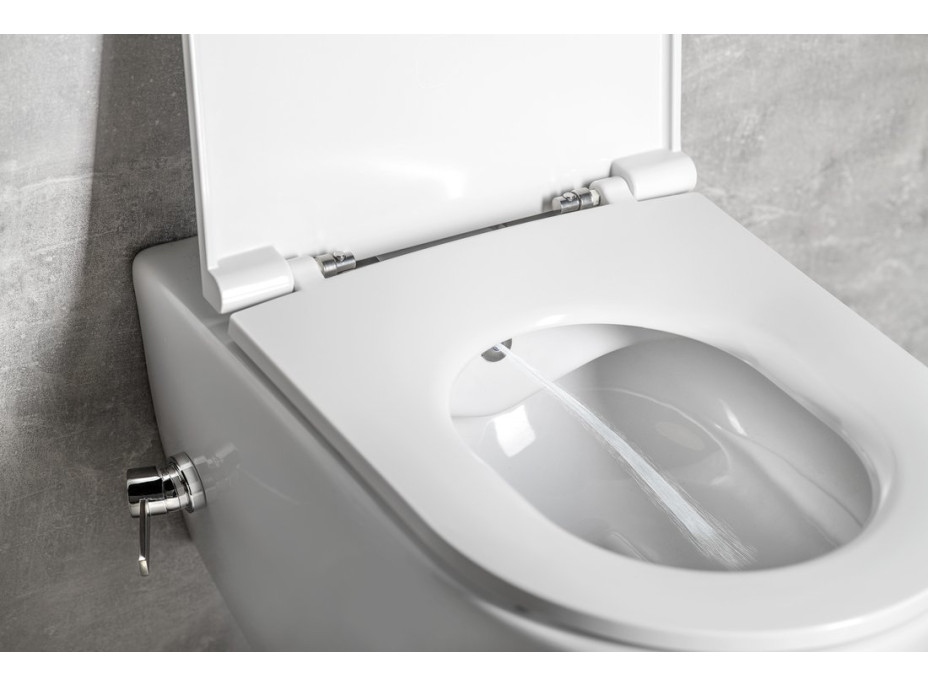 Isvea INFINITY CLEANWASH závěsná WC mísa Rimless, integrovaná baterie a bidet. sprška, 36, 5x53cm, bílá 10NFS1005I