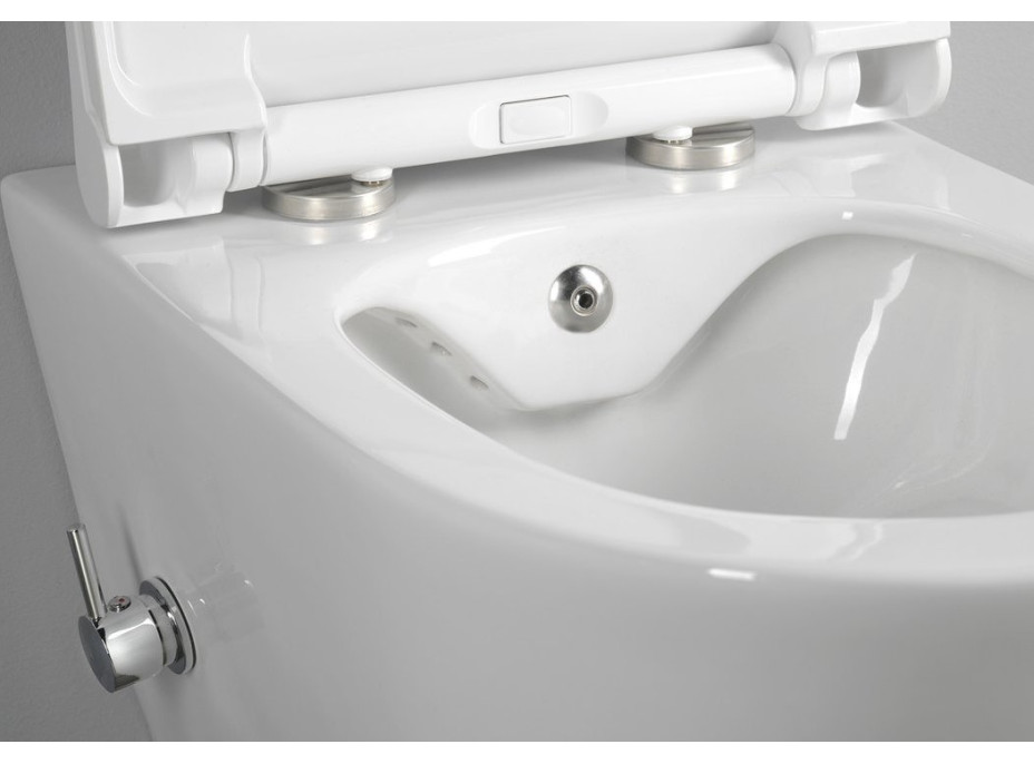 Sapho AVVA CLEANWASH závěsná WC mísa, Rimless, integrovaná baterie a bidet. sprška, 35, 5x53cm, bílá 100315