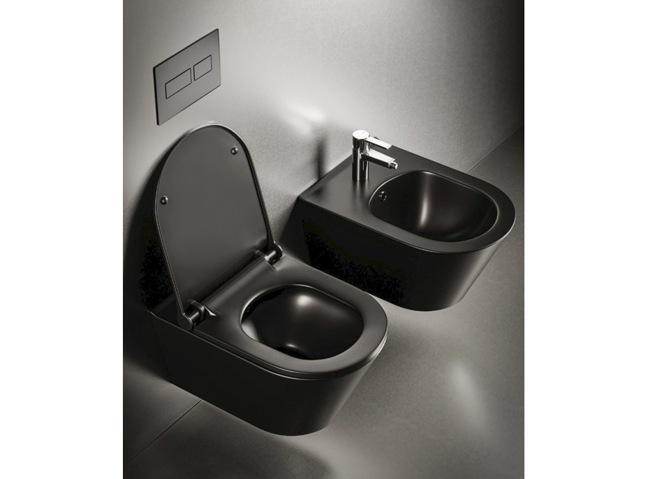 Sapho AVVA závěsná WC mísa, Rimless, 35, 5x53cm, černá mat 100314-110