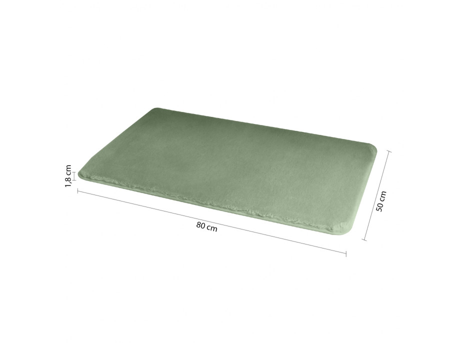 Gedy FUZZY koupelnová předložka, 50x80cm, 100% polyester, protiskluz, zelená 96FY508007