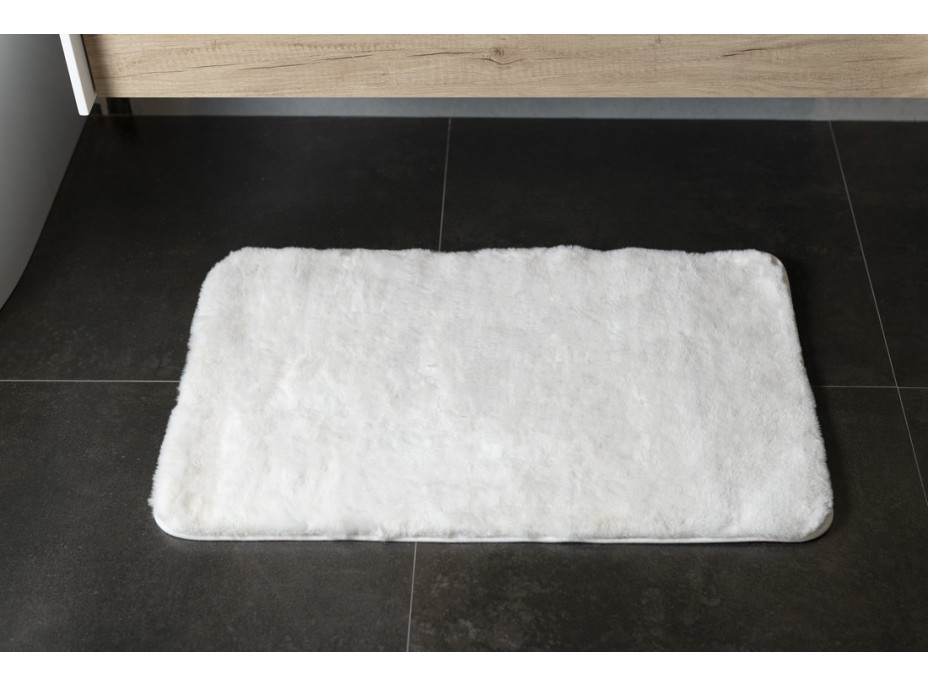 Gedy FUZZY koupelnová předložka, 50x80cm, 100% polyester, protiskluz, bílá 96FY508002