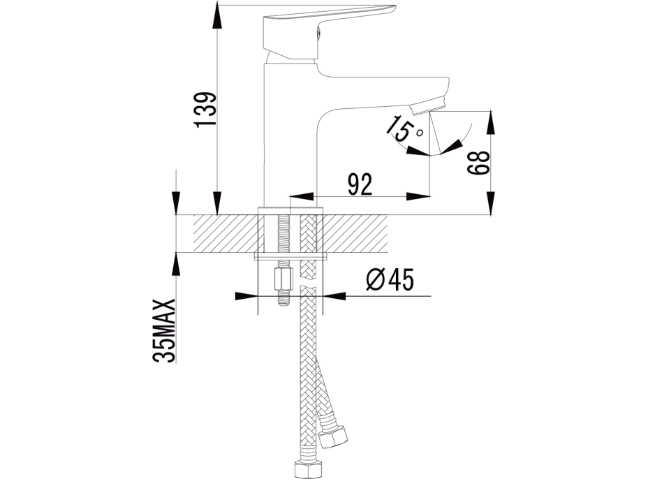 Sapho SMALL stojánková umyvadlová baterie bez výpusti, 139mm, chrom SM06