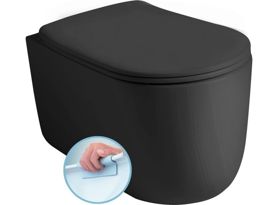 Kerasan NOLITA závěsná WC mísa, Rimless, 35x55cm, černá mat 531431
