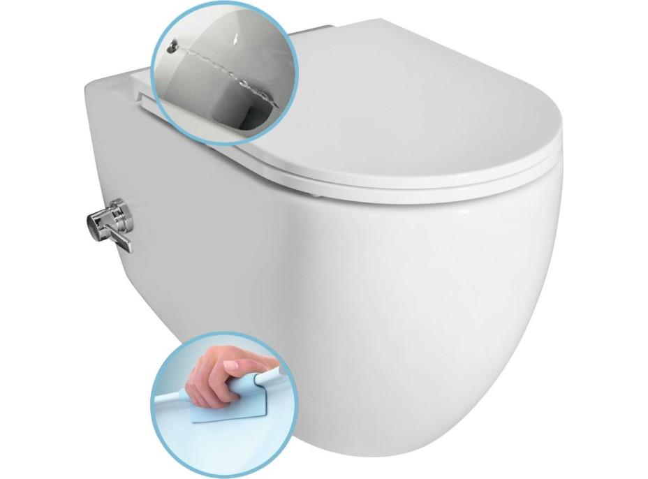 Isvea INFINITY CLEANWASH závěsná WC mísa Rimless, integrovaný ventil a bidet. sprška, 36, 5x53cm, bílá 10NFS1001I