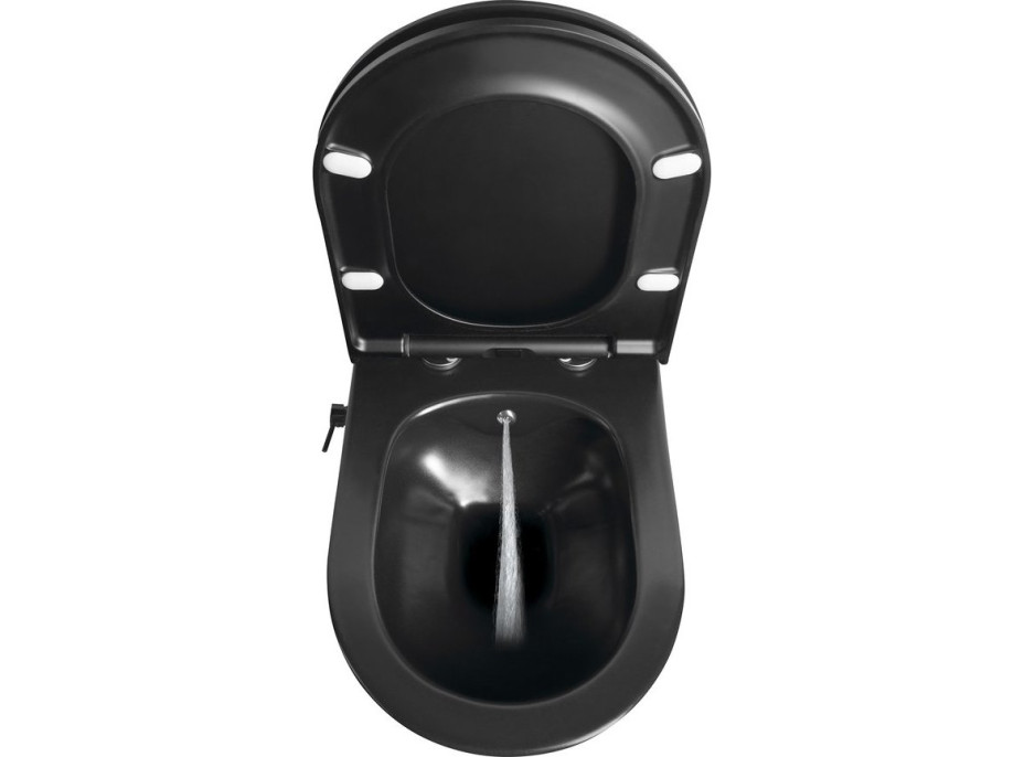 Sapho AVVA CLEANWASH závěsná WC mísa, Rimless, integrovaná baterie a bidet. sprška, 35, 5x53cm, černá mat 100315-110