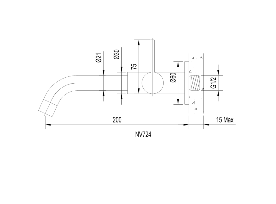 Sapho TORI nástěnný ventil, 1/2", chrom NV724