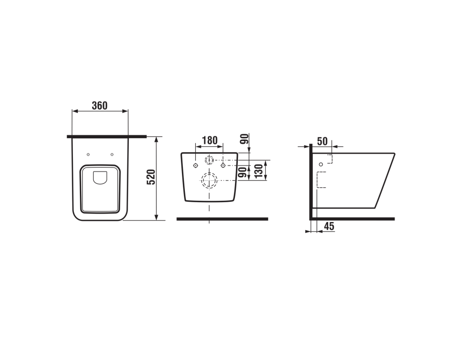 Sapho PORTO závěsná WC mísa, Rimless, 36x52cm, bílá PZ102WR