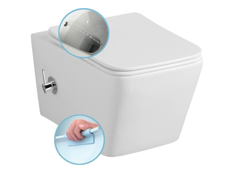 Sapho PORTO CLEANWASH závěsná WC mísa Rimless, integrovaná baterie a bidet. sprška, 36x5cm, bílá PZ102RX