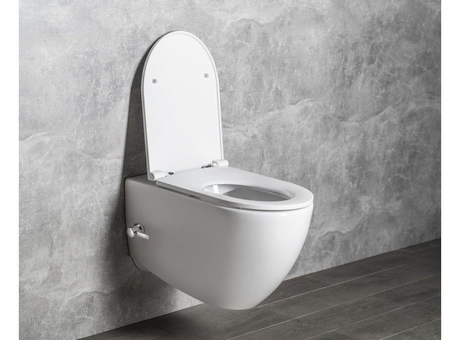 Isvea INFINITY CLEANWASH závěsná WC mísa Rimless, integrovaný ventil a bidet. sprška, 36, 5x53cm, bílá 10NFS1001I