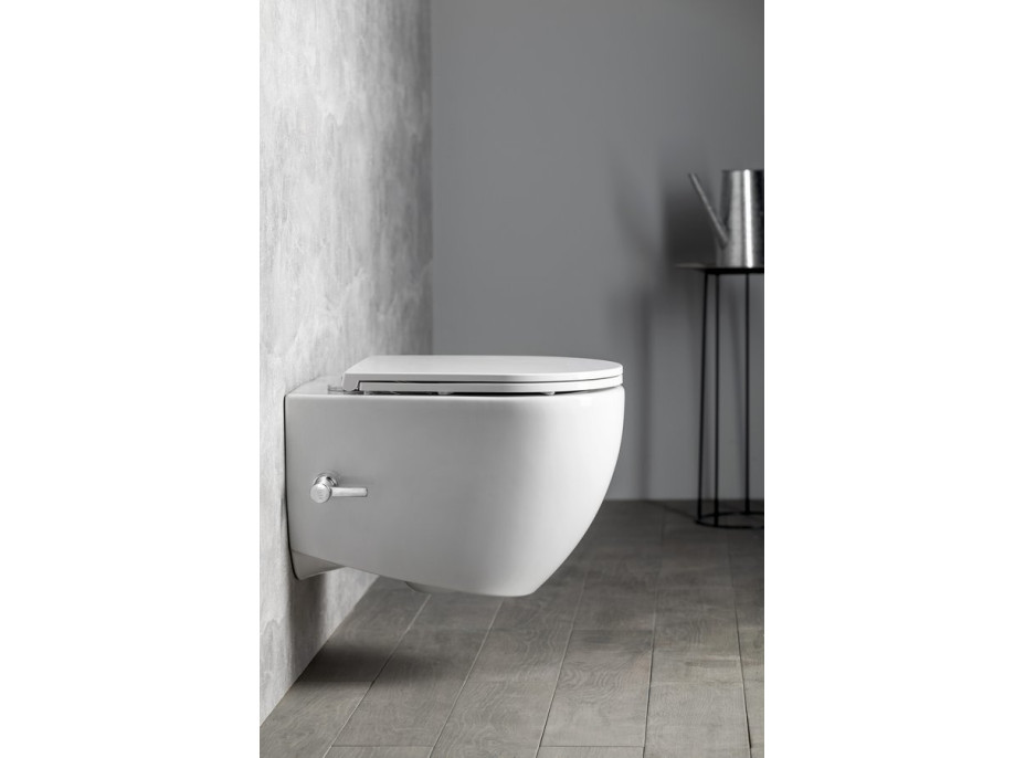 Isvea INFINITY CLEANWASH závěsná WC mísa Rimless, integrovaná baterie a bidet. sprška, 36, 5x53cm, bílá 10NFS1005I