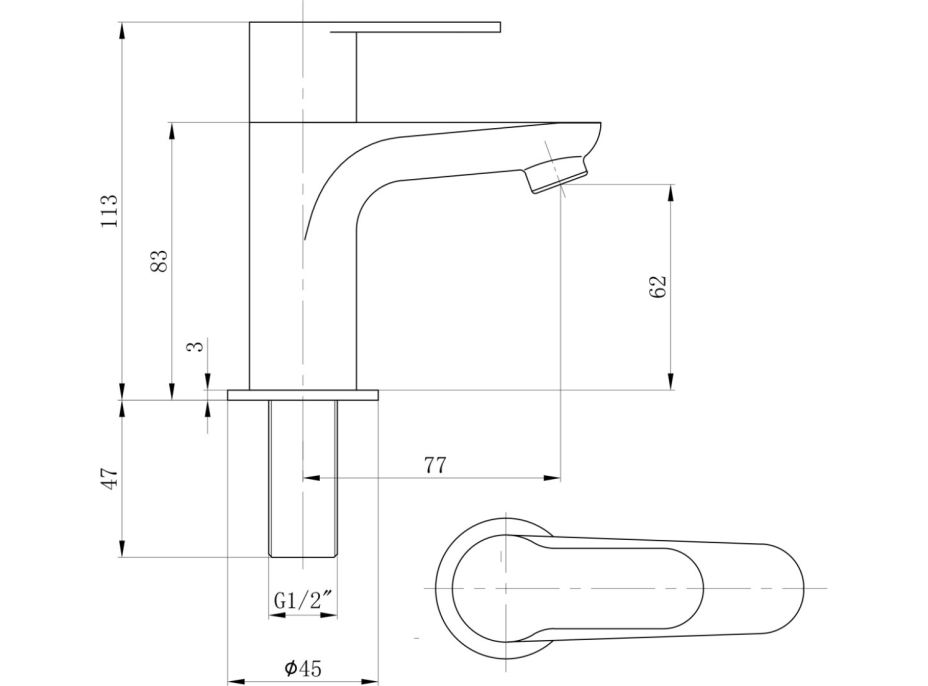 Sapho SMALL stojánkový umyvadlový ventil, 113mm, chrom SM23