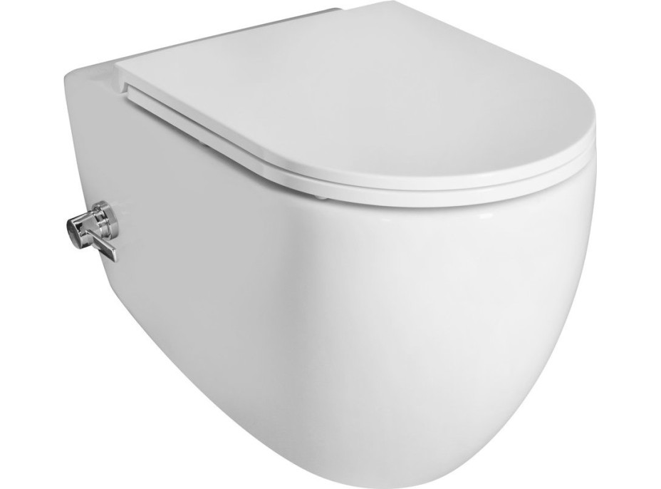 Isvea INFINITY CLEANWASH závěsná WC mísa Rimless, integrovaná baterie a bidet. sprška, 36, 5x53cm, bílá 10NFS1005I