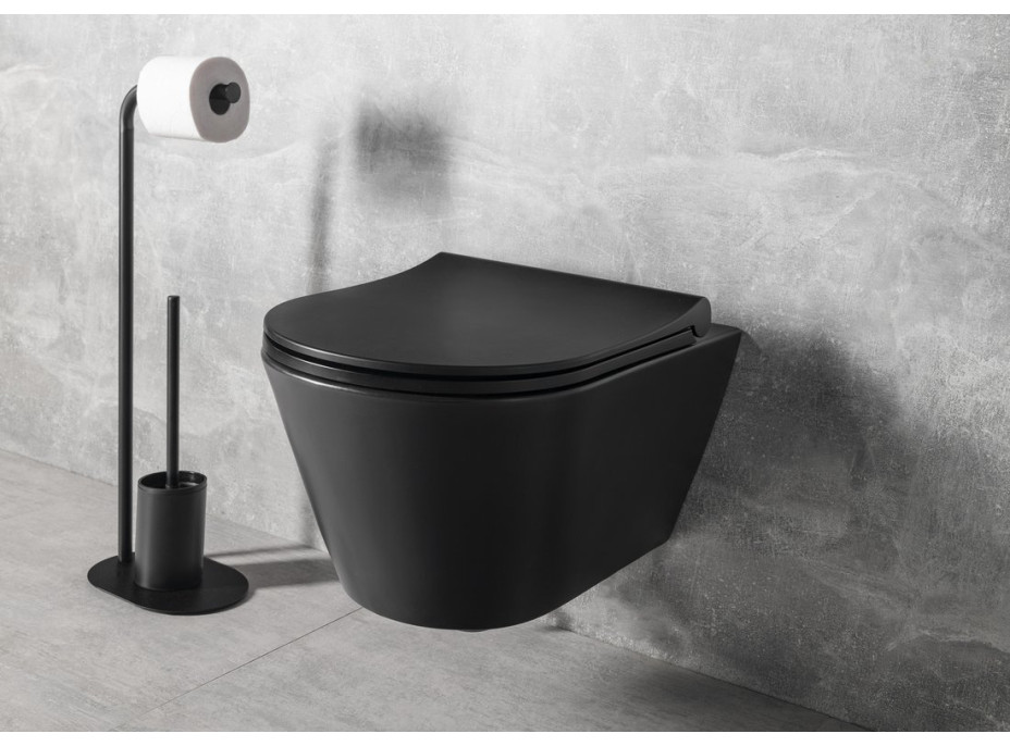 Sapho AVVA závěsná WC mísa, Rimless, 35, 5x53cm, černá mat 100314-110