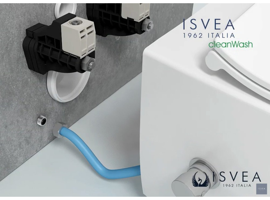 Isvea INFINITY CLEANWASH závěsná WC mísa Rimless, integrovaný ventil a bidet. sprška, 36, 5x53cm, bílá 10NFS1001I