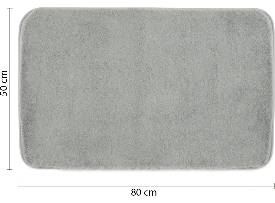 Gedy FUZZY koupelnová předložka, 50x80cm, 100% polyester, protiskluz, šedá 96FY508008