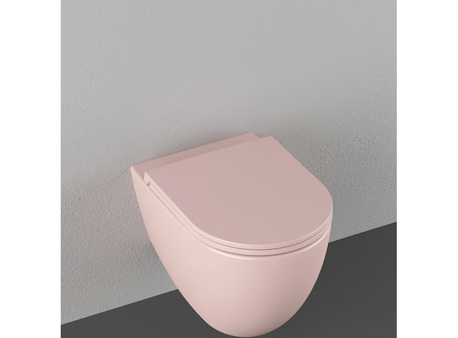 Isvea INFINITY závěsná WC mísa, Rimless, 36, 5x53cm, růžová Salmon 10NF02001-2S