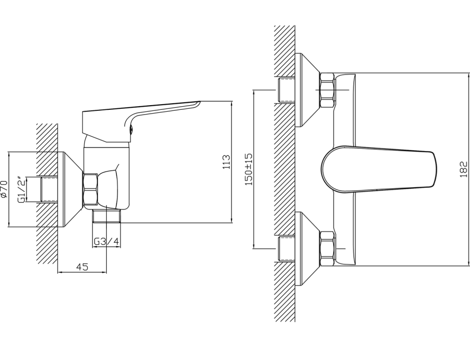 Aqualine LOTTA nástěnná dřezová baterie 3/4", bez ramínka, černá mat LT641B