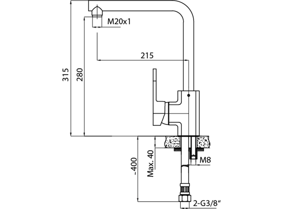 Sapho INOVA stojánková dřezová baterie, černá RH125B