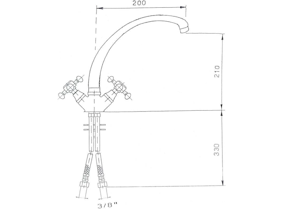 Sapho ANTEA stojánková dřezová baterie, výška 265mm, chrom/zlato 3112